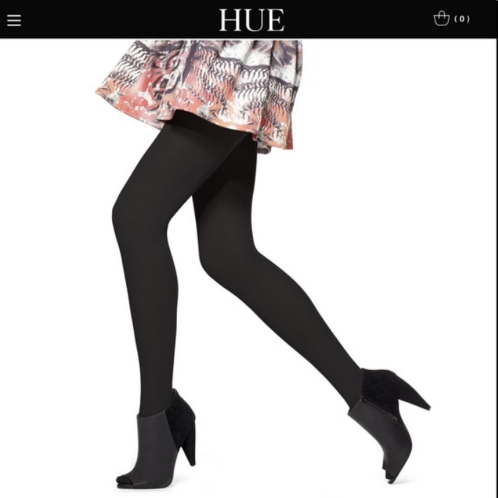 HUE Women's Luster Control Top Tights Black Size S/M NEW